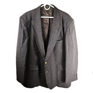 David Taylor Mens Suit Jacket Size 50R Gray Blazer Rear Vent 2 Gold Buttons Coat